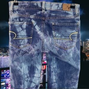 Reverse Tie Dye CUSTOM American Eagle High Rise Skinny Jeans 0L